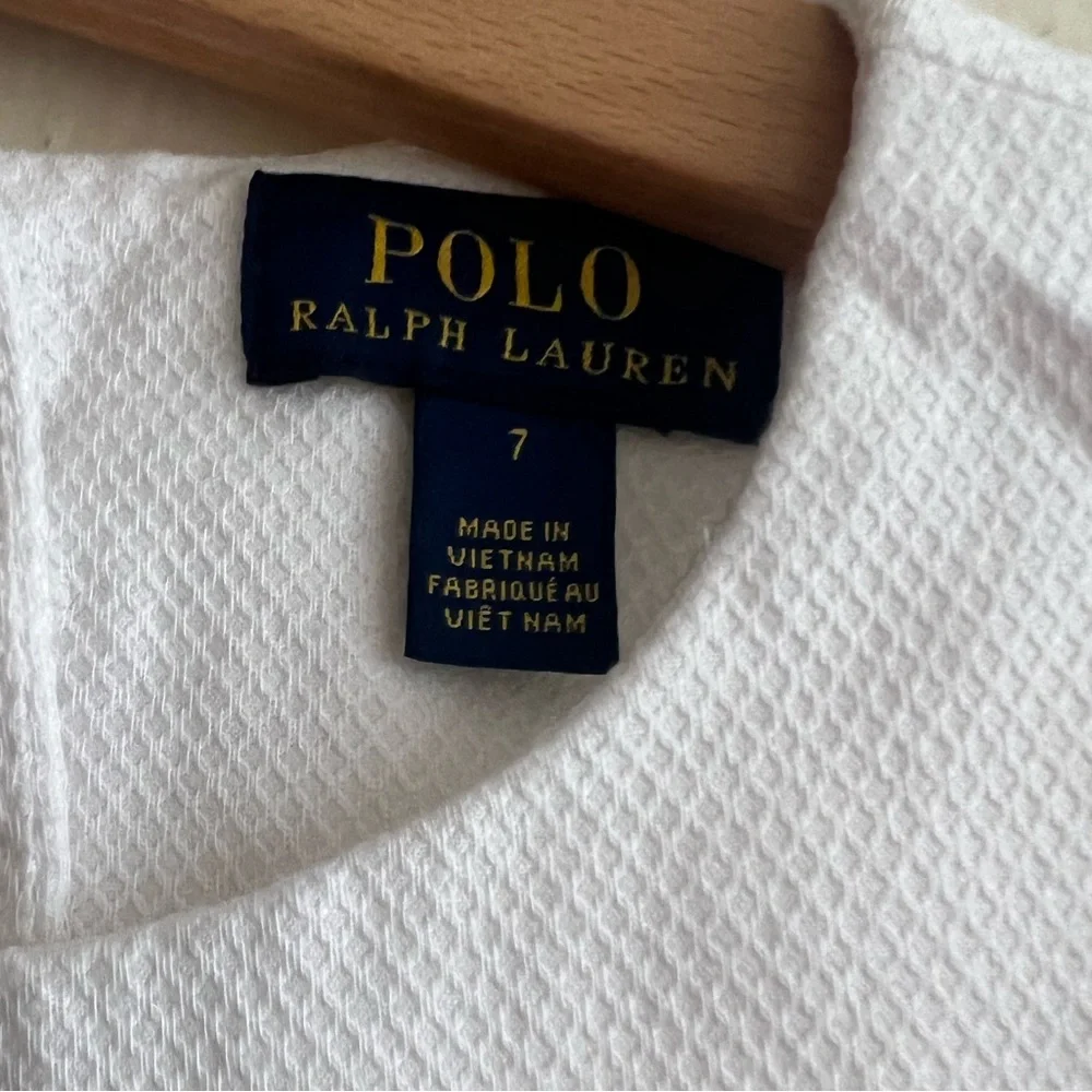Polo by Ralph Lauren White Textured Open Back Dress Kids Girl Size 7 Party - Picture 4 of 9
